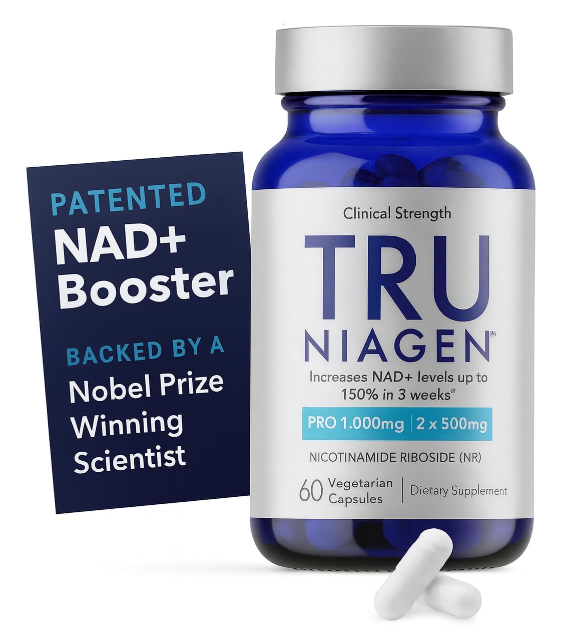TRU NIAGEN PRO NAD+ Supplement for Anti Aging and Cell Regeneration, 1000 mg Patented Niagen, 30 Servings | Supports Cellular Energy | Nicotinamide Riboside (NR) Daily Supplements for Men and Women