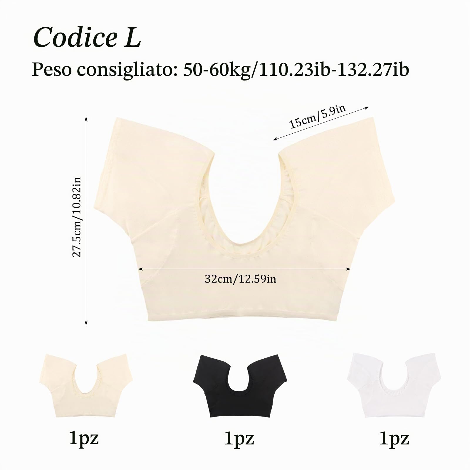 3 Pezzi Gilet Antisudore Ascellare con Rete Protezione dal Assorbenti Ascellari Gilet Traspiranti Camicia Assorbente Ascellare Lavabile Riutilizzabile per Donna(Nero,Bianco,Beige) L