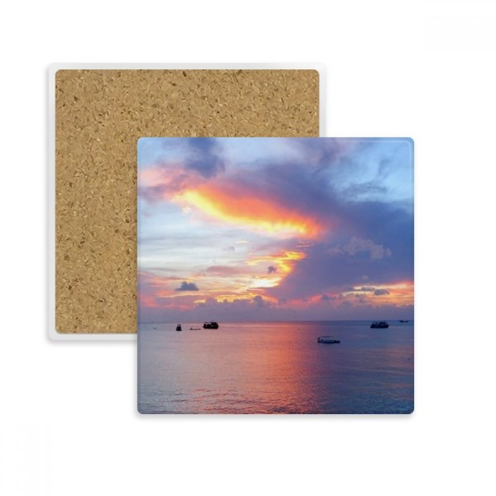 Tasse Coaster en pierre absorbante motif océan et ciel nature pour verres