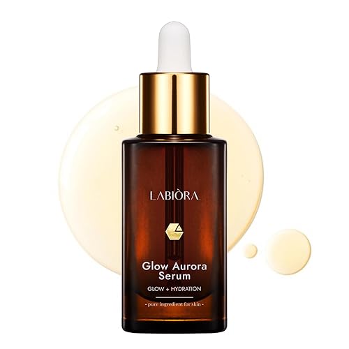 Glow Aurora Serum Gotas ligeras coreanas brillantes para la cara con niacinamida, ácido hialurónico y luteína, suero de brillo facial para una tez