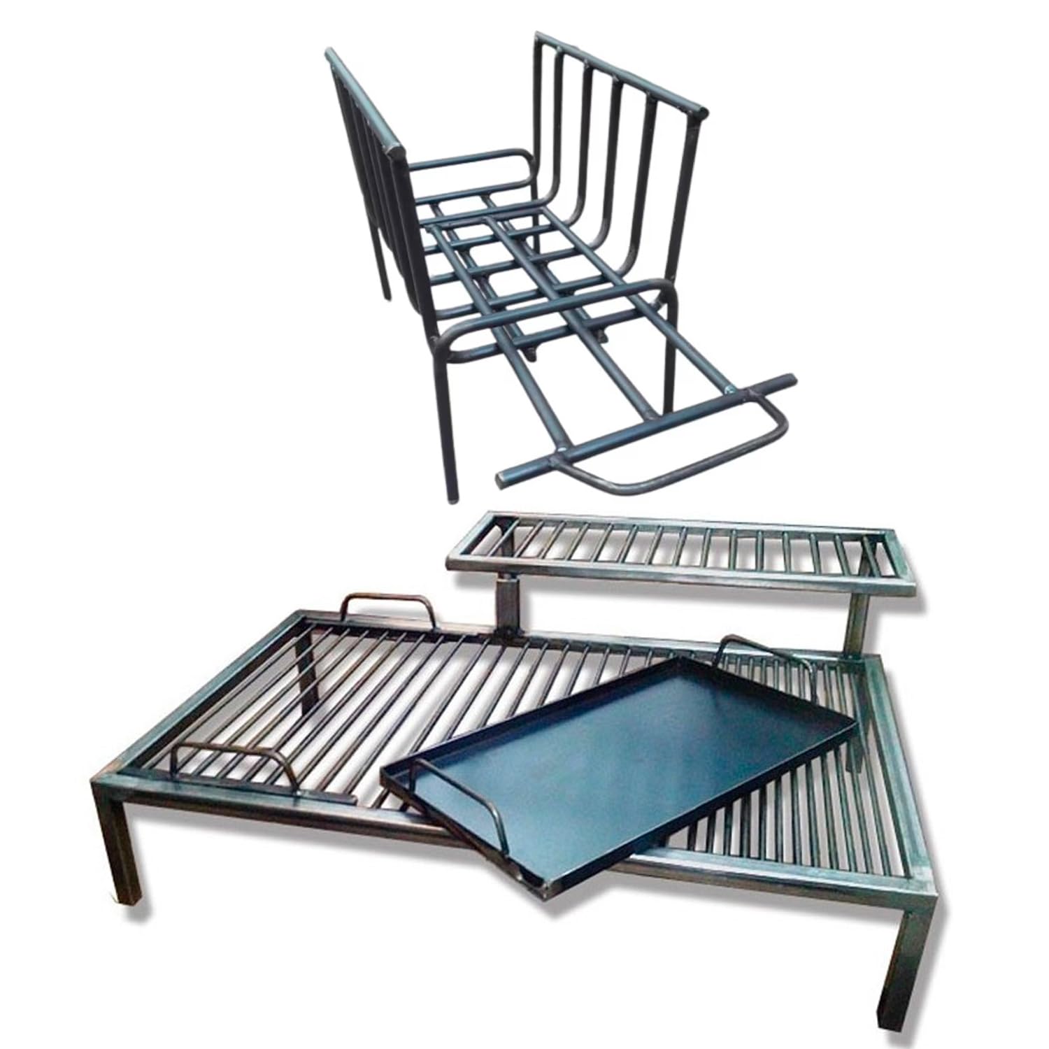 Griglia argentina di lusso con moduli in ferro estraibili + braciere - griglia argentina in ferro - barbecue Parrilla Asado modello RG - Sor pampa grill (101,6 x 50,8 cm)