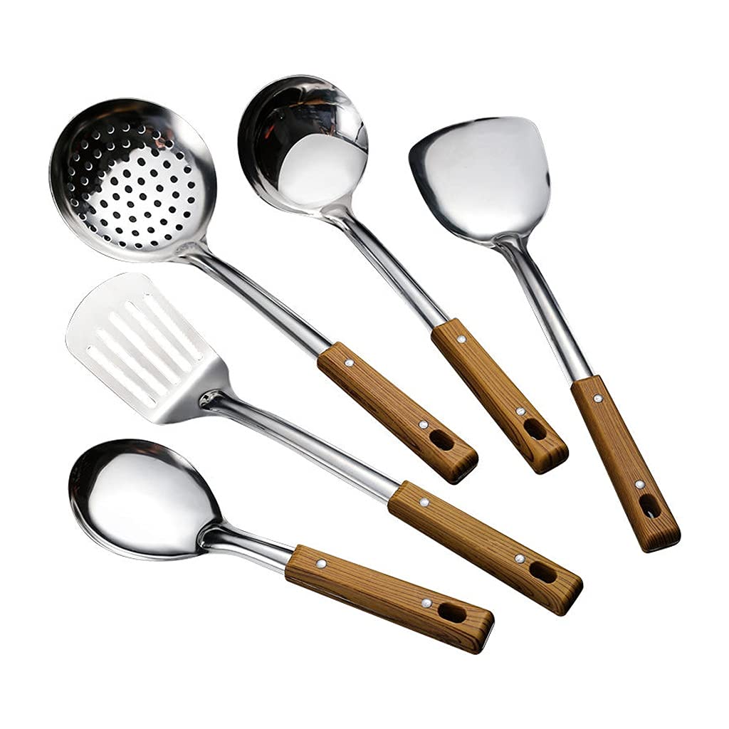 MYUYEE Soup Scoops Handle Cooking Spatula Stainless Steel Rice Spoon Soup Ladle Catering Tableware Kitchen Utensil