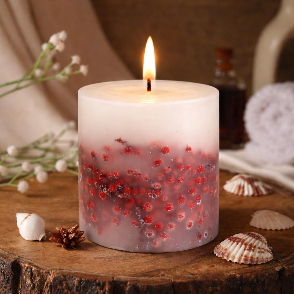 Luxury Berry Blush Botanical Candle with 70 Hour Burn Time | Large - 4 x 4 Inch, 750g | Handcrafted with Natural Botanicals, Lead-Free Wick | Home Decor & Gifting-image-12