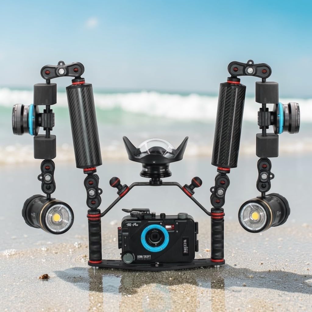 Pletina para Carcasas Submarinas con Doble Puño Bola 25 mm Brazos y con Kit Terminación YS FLEX-ARM ST20216