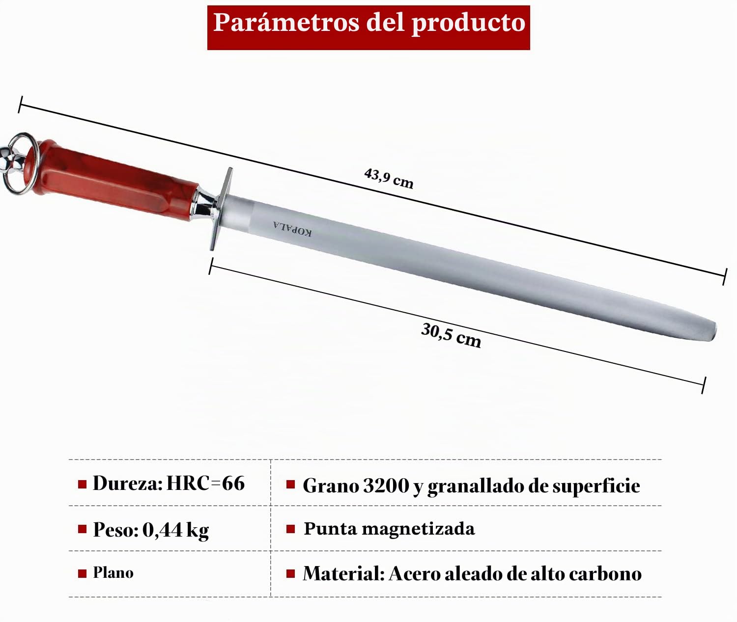 Afilador de cuchillos de acero magnético de alta dureza, de 12 pulgadas, para cuchillos de cocina, barra de afilar con caja de regalo
