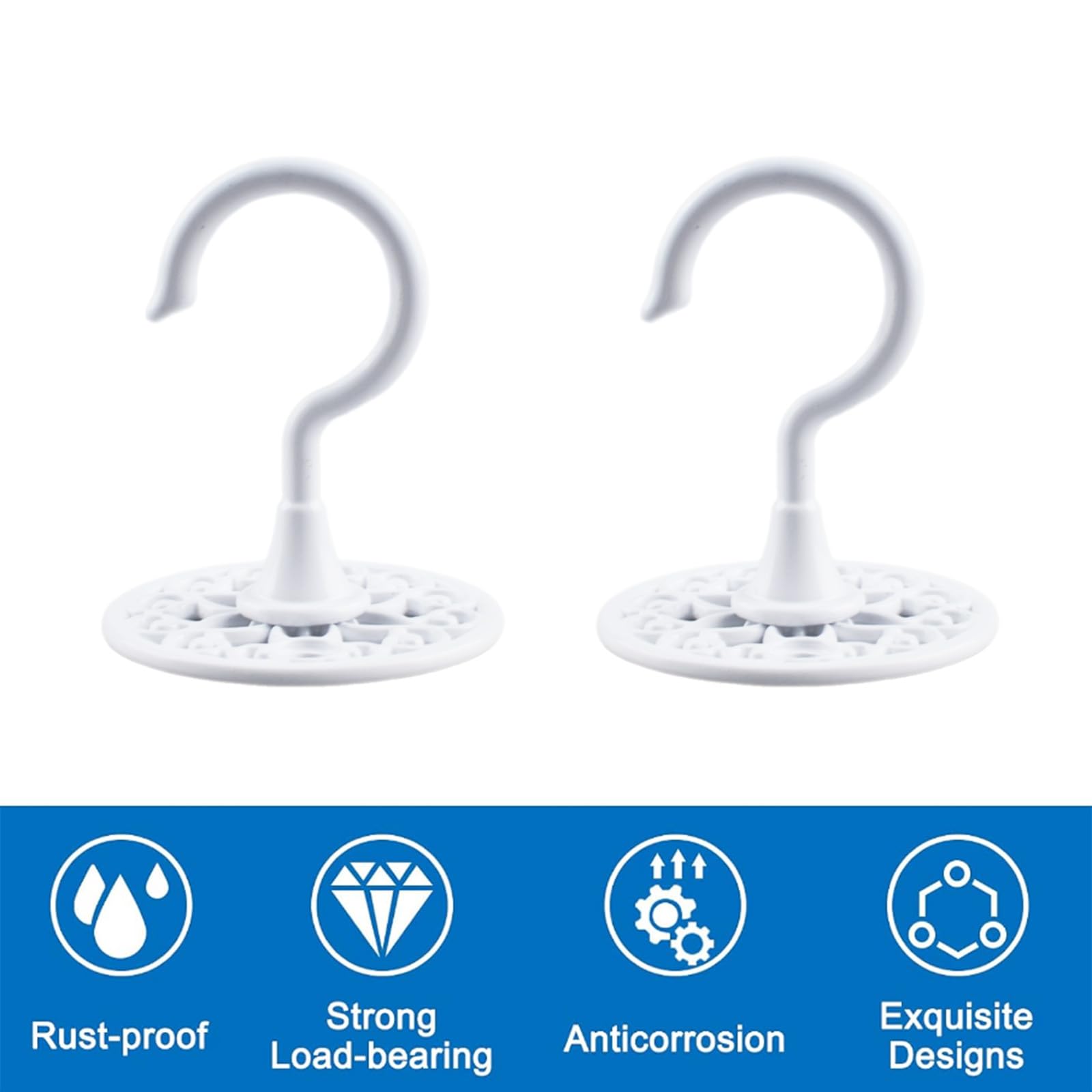 INCREWAY Ganci da soffitto per montaggio a parete, 2 pezzi, robusti ganci per lampadario, ganci antichi a vite, ganci da soffitto per appendere piante (bianco)