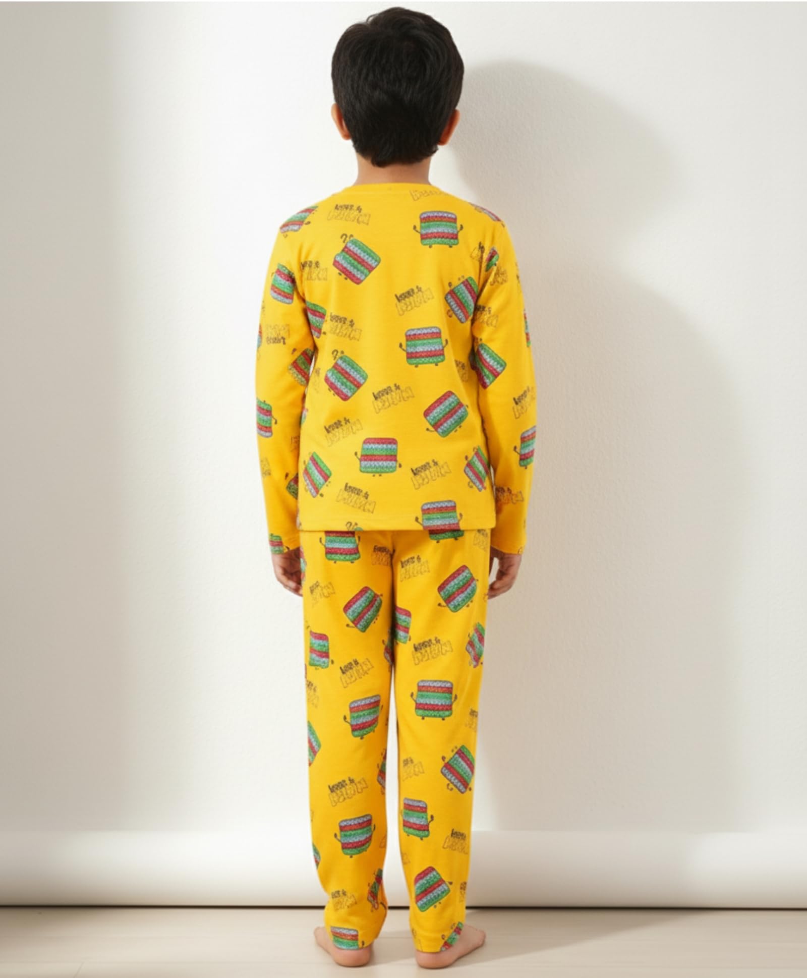 Anthrilo Cotton Blend Pop It Boys Yellow Pyjama Set (5-6 Years_Multicolored) - Image 4 thumbnail