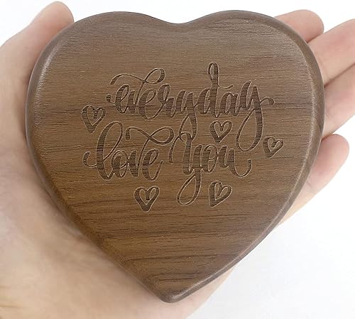 Miniatura 2 de Caja de música sólida en forma de corazón, caja de música retro, regalo de Navidad, cumpleaños y día de San Valentín para niños y niñas (caja de