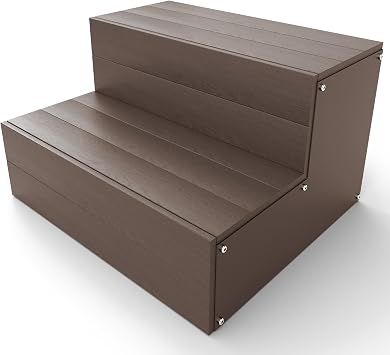 Hot Tub Steps, Universal Heavy Duty Spa & Hot Tub Step, Wood Looking Plastic Steps for Hot Tub, Use for Round or Straight Sided Spa, Non-Slip Steps for Outdoor/Indoor, 600lbs Load Capacity