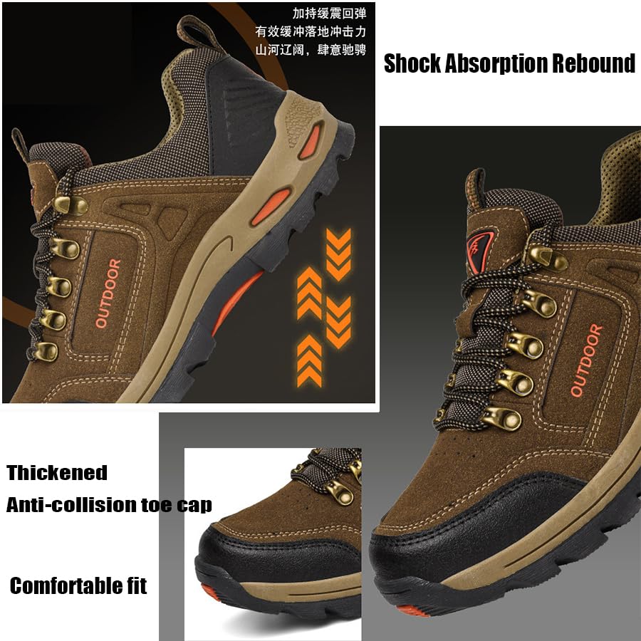Men's Outdoor Waterproof Hiking Shoes Lightweight Non-Slip Trailing Trekking Sneakers for All Season Camping Walking Work Climbing Shoe3