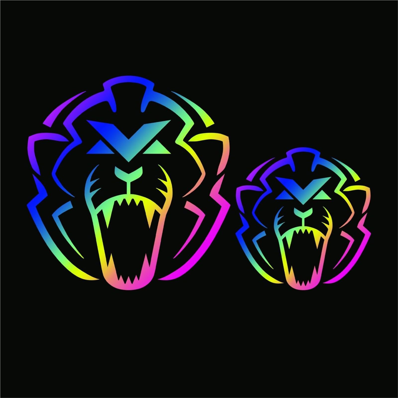 HAfgDJ 2PCS Lion Reflective Car Stickers Motercycle Bike Racing Kart Helmet Waterproof Modification Accessories Decals