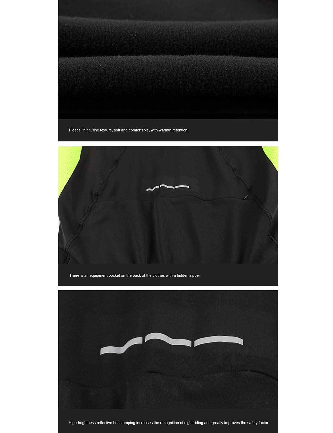 Bestgift Forro polar ciclismo Jersey hombre manga larga hombres otoño e invierno más polar para mantener caliente travesaño parabrisas ciclismo Jersey chaqueta hombre, Black+Fluorescent Green1, XXL