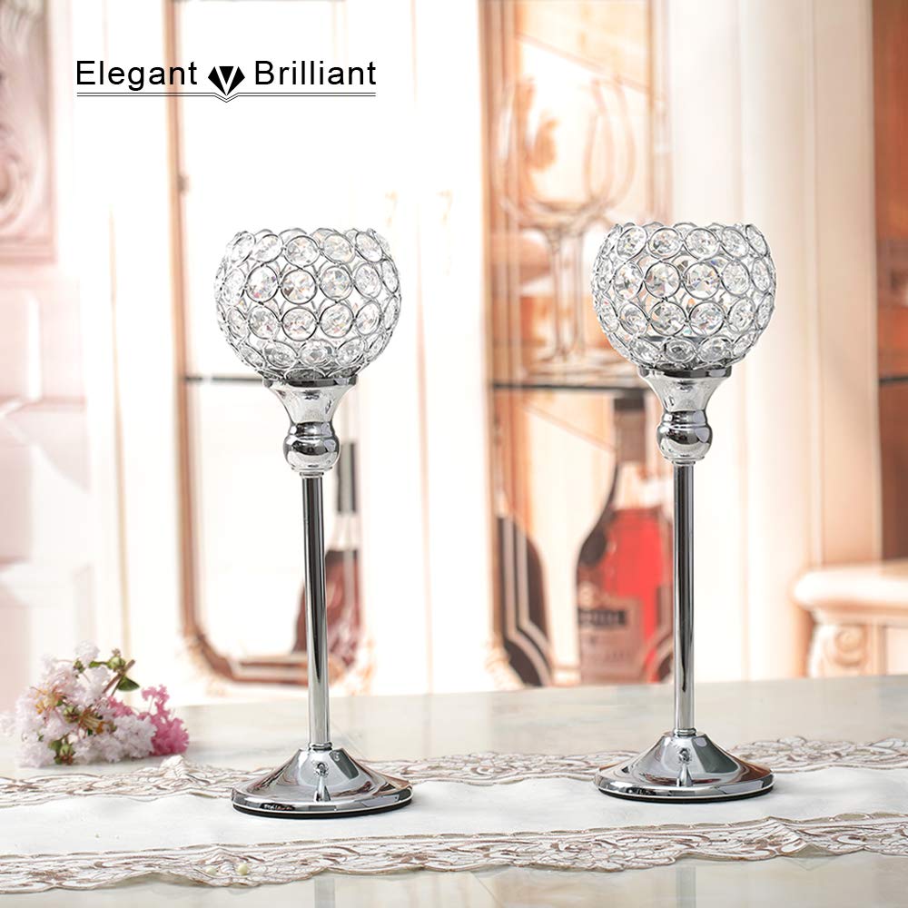 VINCIGANT Crystal Hurricane Candle Holder Silver Candl...B07537FCLK