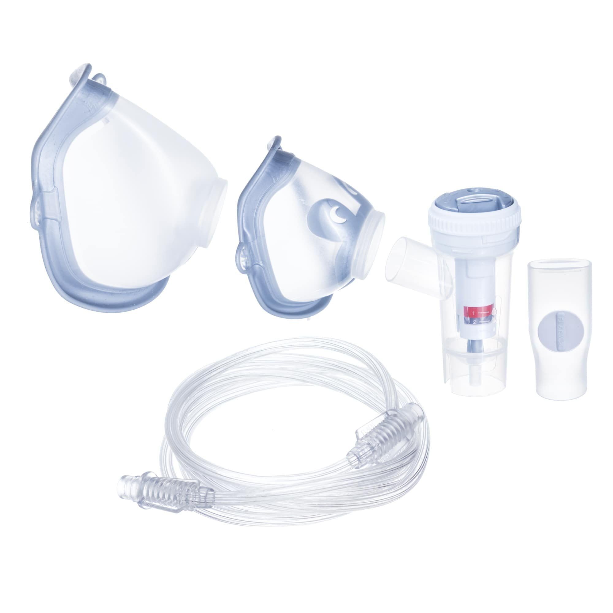 FLAEM NebulFlaem 4.0, Profesjonalny Inhalator Pneumatyczno-Tłokowy, 4 Poziomy Nebulizacji, Prosta Higienizacja, Ochrona Antybakteryjna, Dwie Maski, Bez BPA i Ftalanów