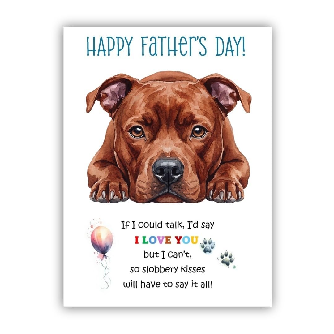 Father’s Day Card From the Dog. Multiple Breeds Available. Cute Fathers Day Pet Card (• Pit Bull Red)