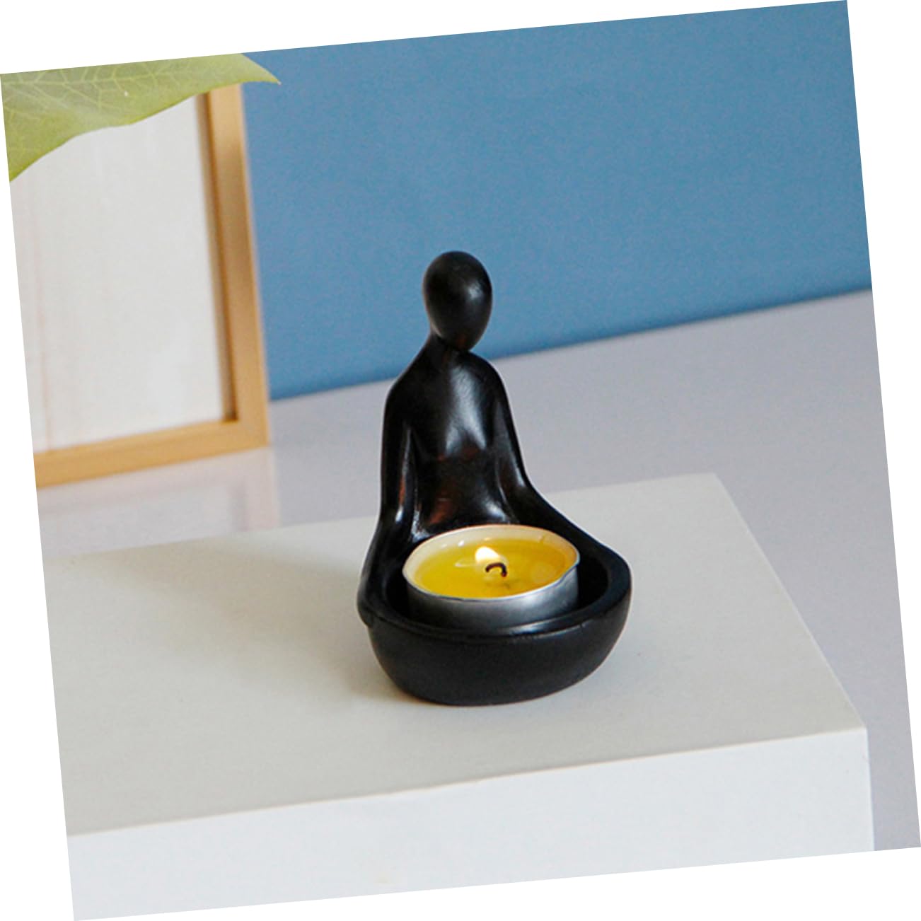 Amosfun 3st Leuchter Kerzenschale Abstrakte Kunstskulpturen Denker Figur Kegelkerzenhalter Moderne Kerzenhalter -statue Abstrakter Charakter Für Tisch Harz Black