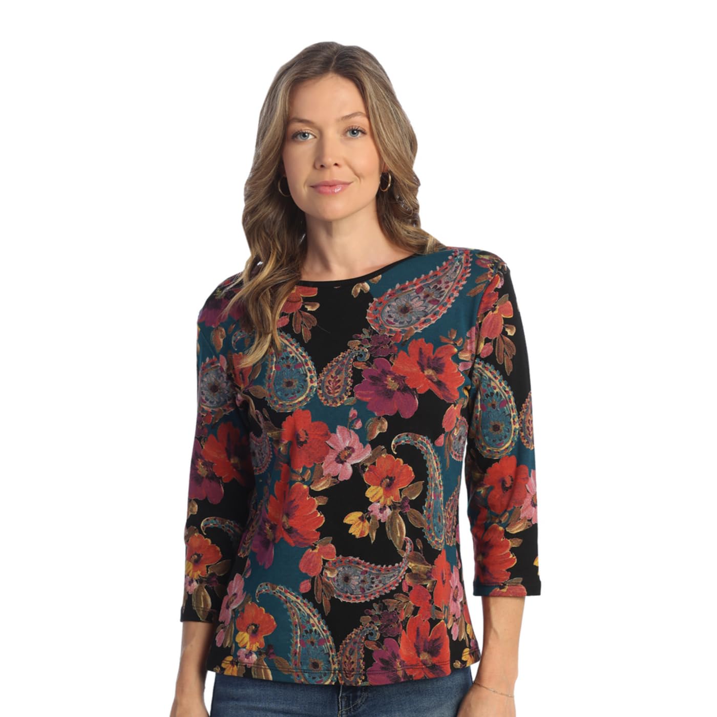 Jess & Jane Valencia Abstract Print Womens Cotton Top