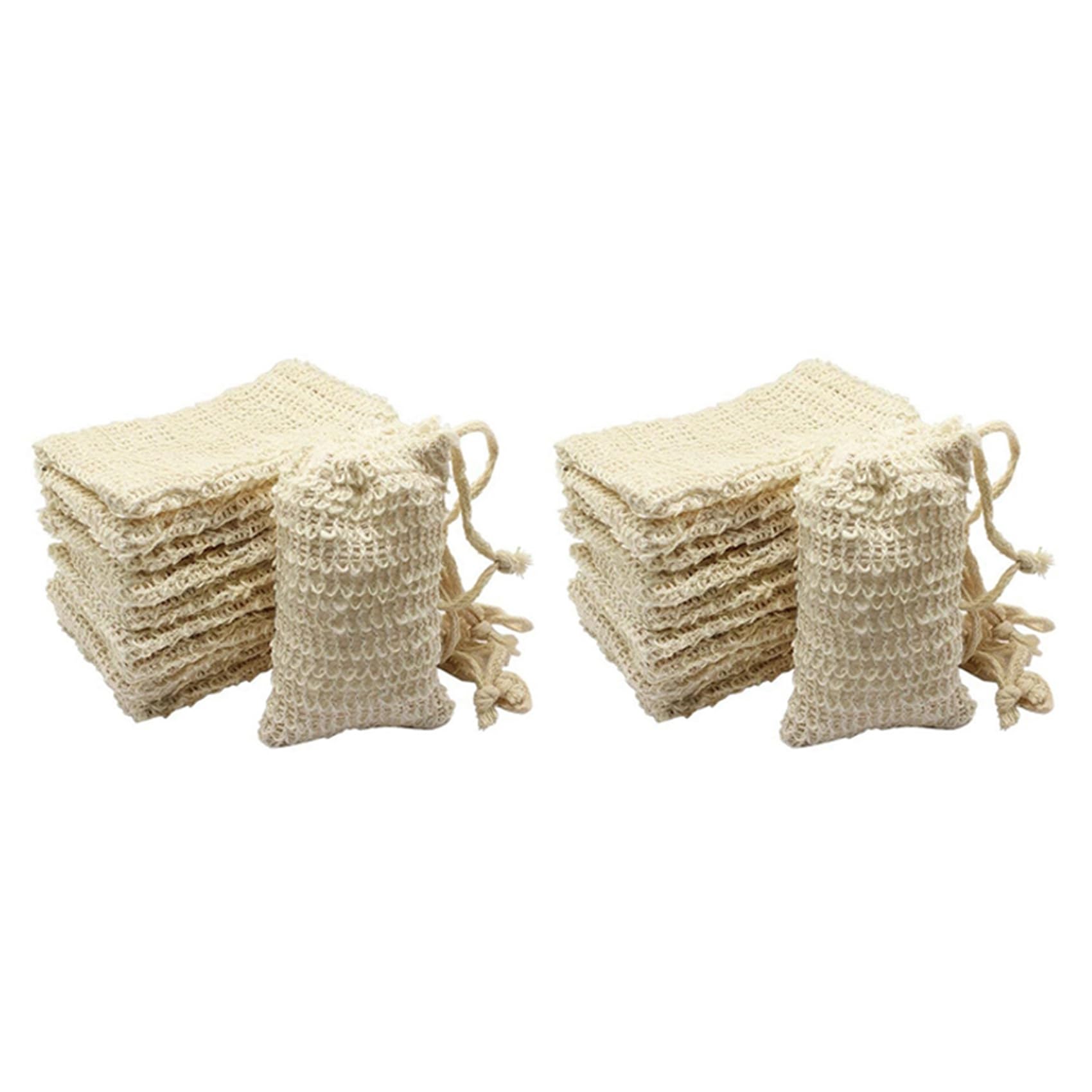 Hndhbfgrt 60 Pcs Natural Sisal Soap Bag Exfoliating Soap Saver Pouch Holder