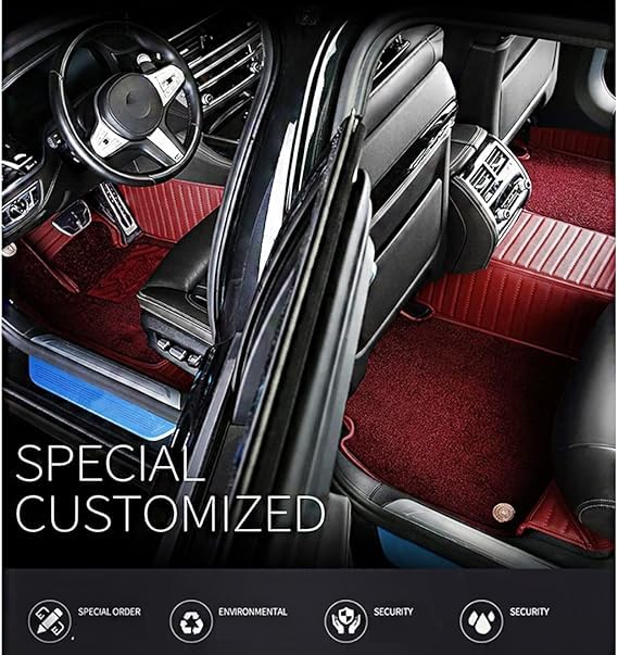 Image of MINANSH 9D Car Floor Mats Compatible with Mercedes EQE, Cherry