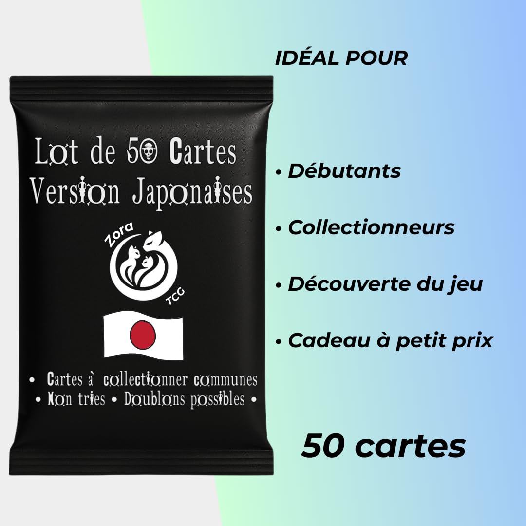 Lot 50 Cartes One Piece Japonaises – Cartes Authentiques – Non Triées – Doublons Possibles – Idéal Débutant & Collection – Assemblé en France