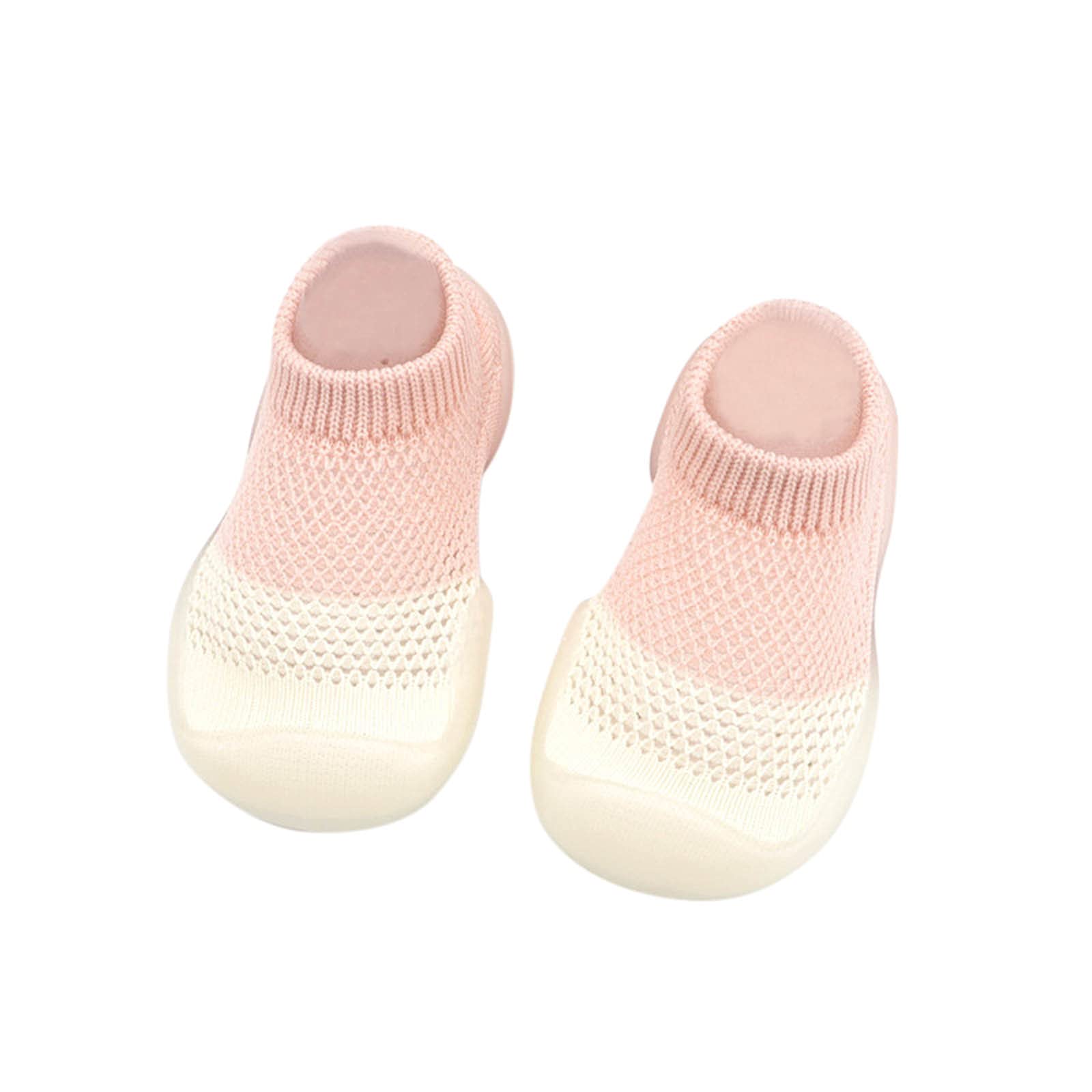 CINKY Baby Socks Shoes for 0-4 Years Boys Girls First Walking Shoes Anti-Slip Infant Floor Shoes Toddler Mesh Sneakers Pink