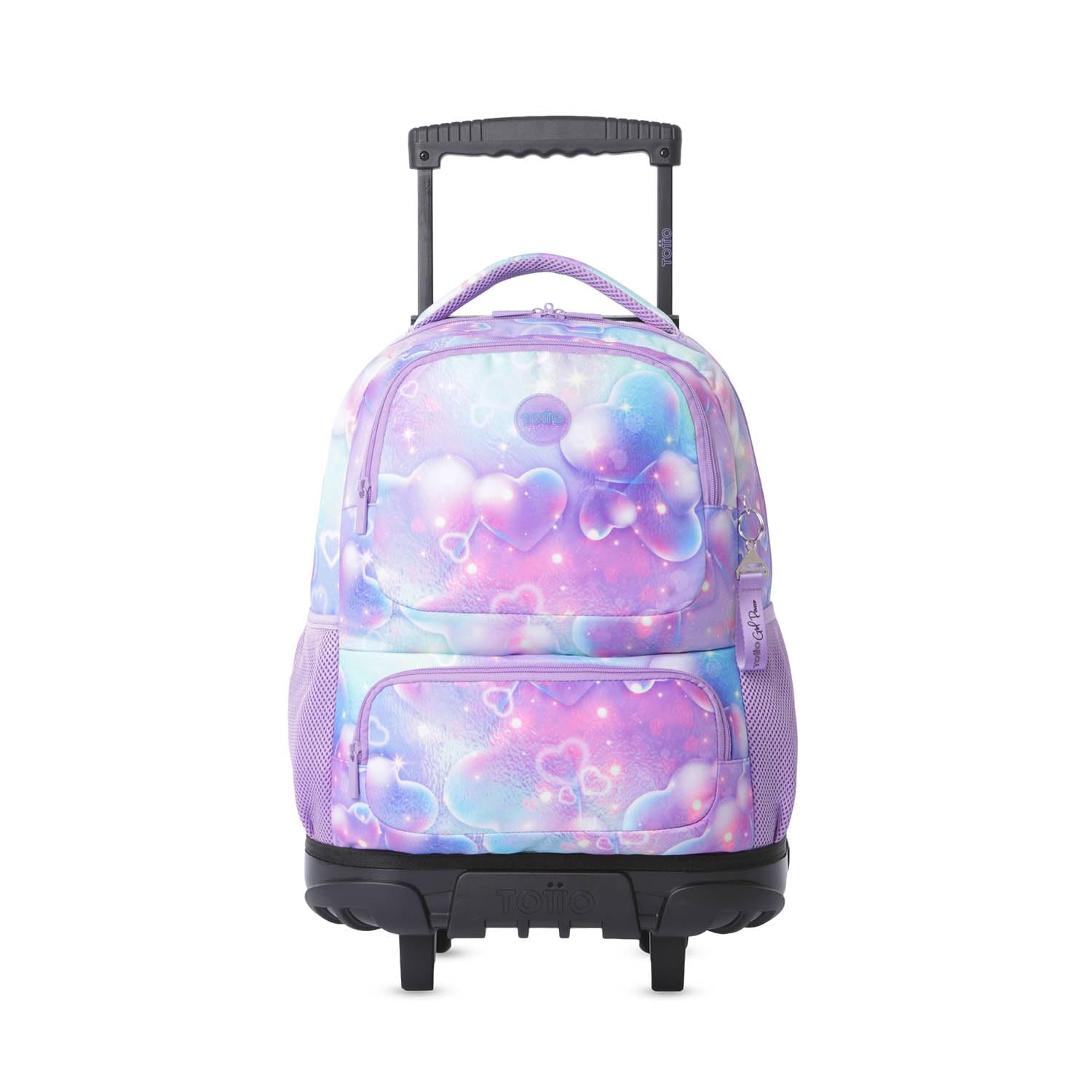 TOTTO - Mochila Escolar con Ruedas, Modelo SKL L, Capacidad 25 L, Mochila Grande, Bolsillo Botella, Bomper Protector, Asa de Mano, Manija Telescópica, Resistente y Cómoda, Estampado Korina