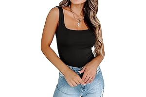 Womens Thick Tank Top Double Layer Seamless Workout Summer Tank Tops