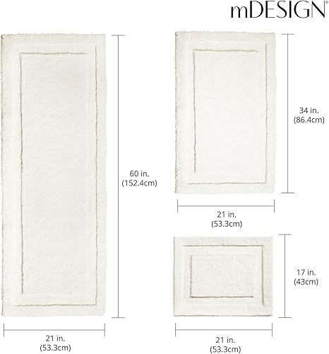 Miniatura 3 de mDesign Hydra Collection - Juego de 3 tapetes de baño de microfibra, antideslizantes, para después del baño, ducha, absorbentes de agua, lavables a