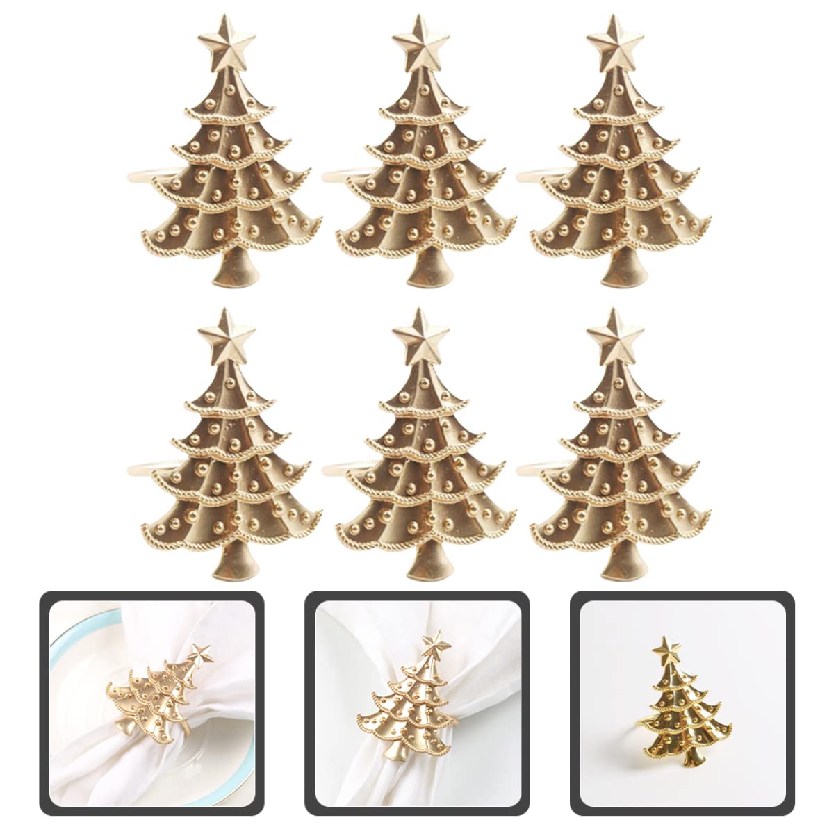 Alipis 24stücke Teiliges Weihnachtsbaum Serviettenringe Metall Für Festliche Tischdekoration Für Dinnerpartys Und Familienfeiern Design Gold