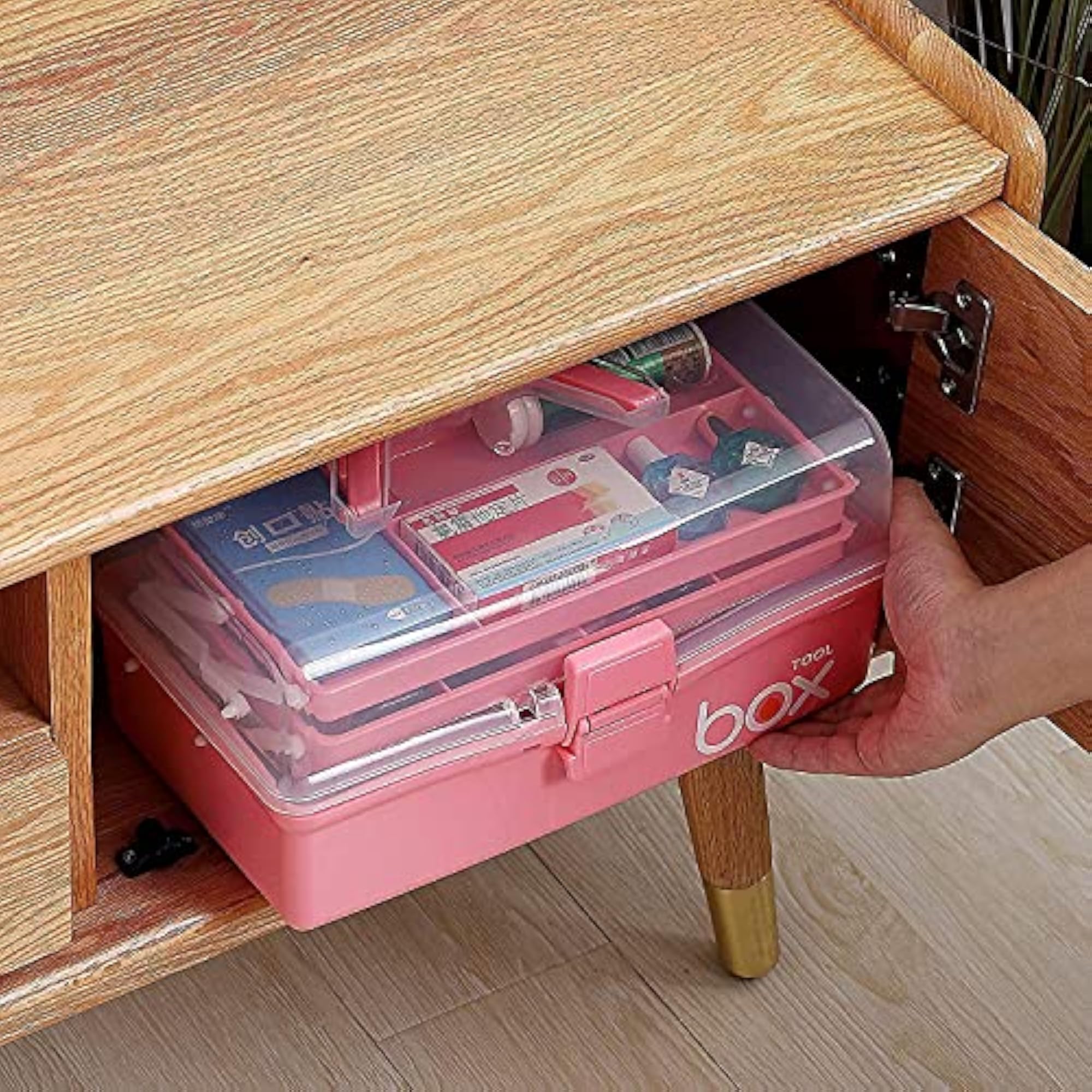 Multi-Purpose 3-Layer Toolbox with Tray, 13.2 Inch