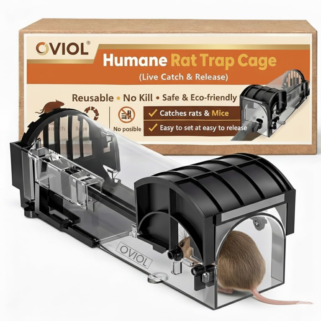 Rat Trap Cage Keep Away Rats Large 32cm Transparent Rat Catcher Trap for Home Lawn Garden Warehouse No Kill Reusable Enlarged Steel Reinforced Mouse Trap for Rodents Mice-picture-29