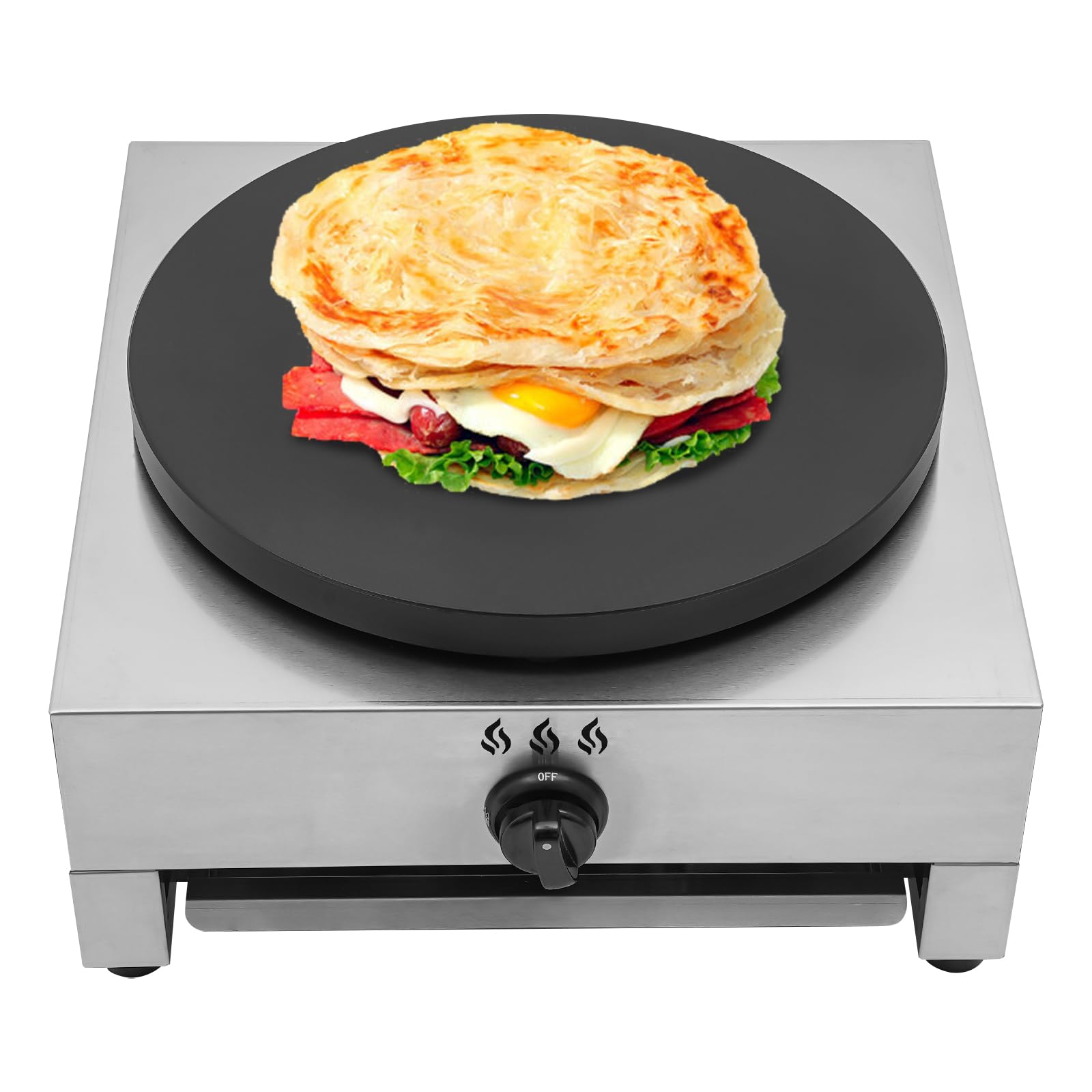 Crepe Maker Machine, Gas Powered Furnace Multigrain Pancake Oven Crepe-Making Table Stove Pancake Maker Gas Crepe Pancake Maker Machine with Low Pressure Valve and Gas Pipe