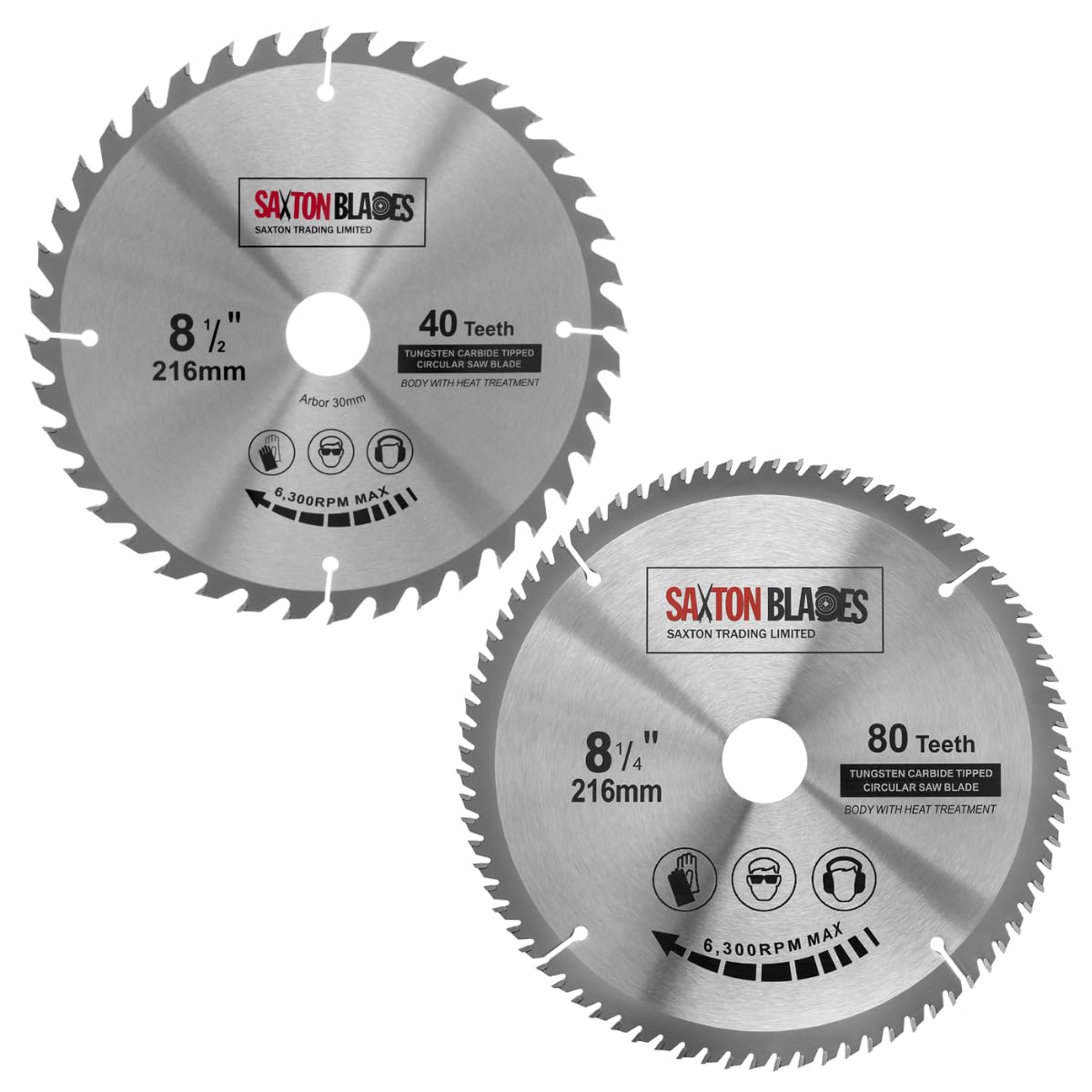 TCT216MXA 2x Saxton TCT Circular Wood Saw Blade 216mm Pack A for Bosch Makita Dewalt