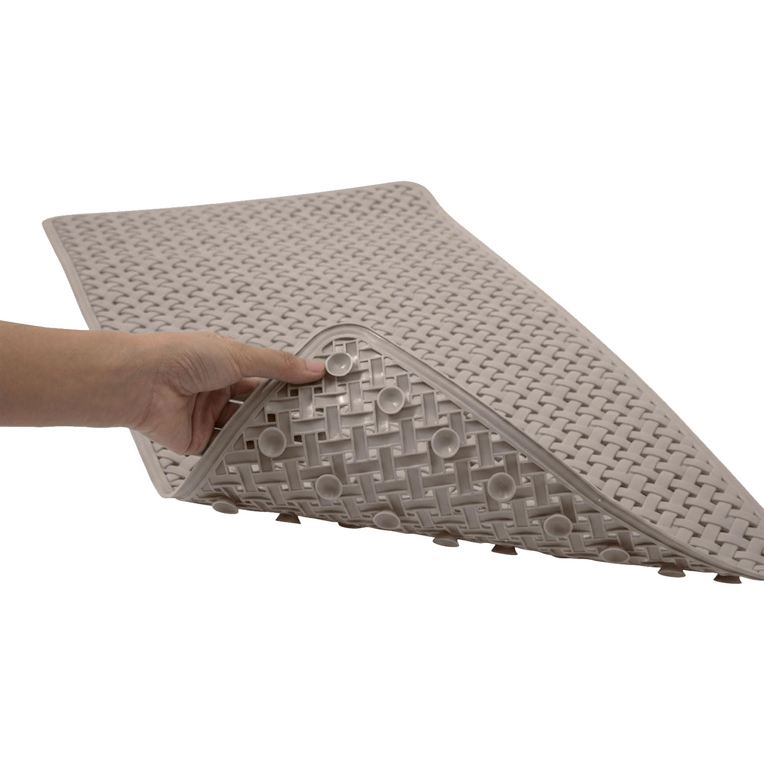 Sr Essentials Khaki Bath Mat Non Slip Anti Mould - 36X70cm Bathtub Mat For Bathroom With Suction Cups And Drain Holes, Machine Washable Shower Mats For Inside Shower Ideal For Kids & Elderly (Khaki)