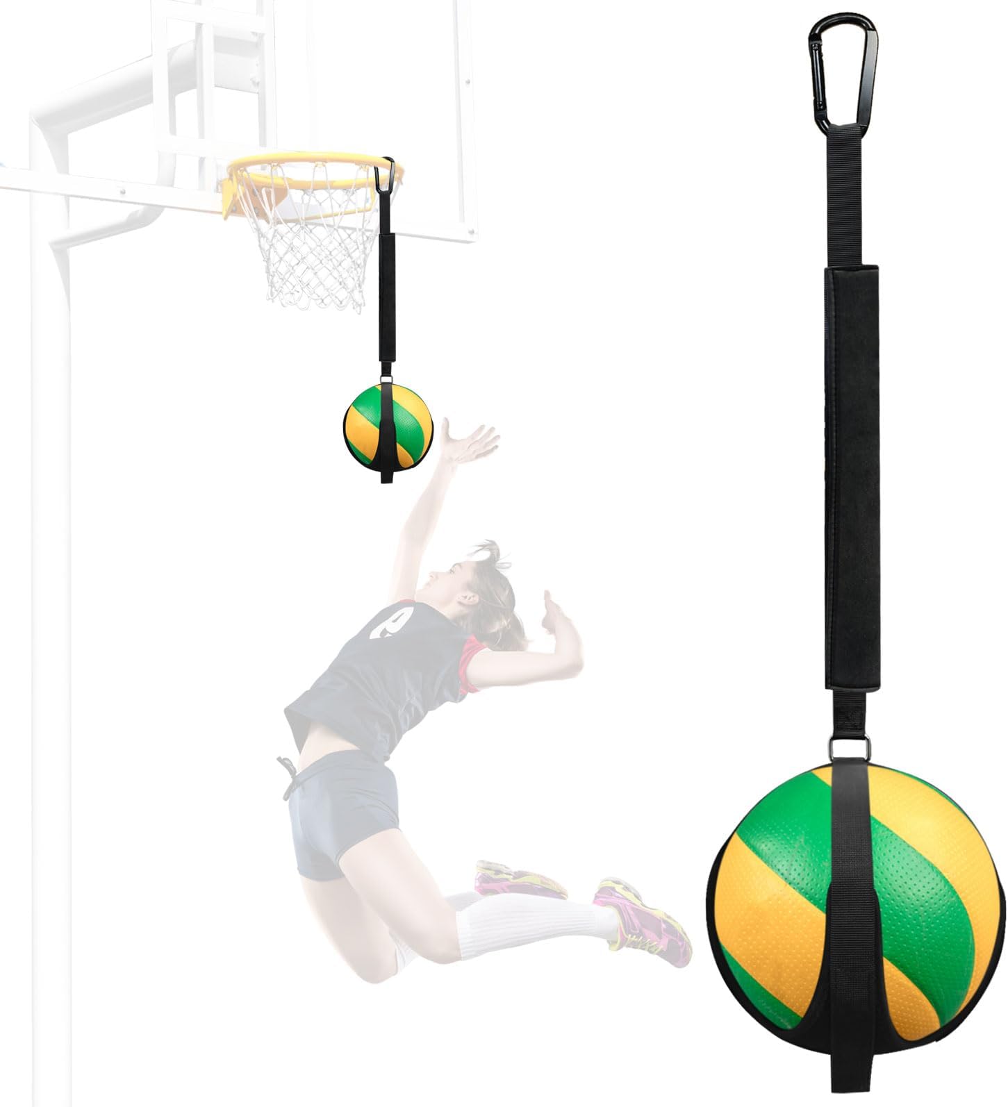 Volleyball Spike Trainer for Self-Training, Adjustable Volleyball Training Aid for Hitting, Serving & Arm Swing Mechanics, Easy Hang Volleyball Hitting Trainer for Indoor & Outdoor Use
