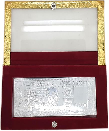 Sahiba Gems Exclusive 999 Pure Silver Plain Note (Without Color) of Rs 2000 Currency for Gifting Diwali, family wedding sp...