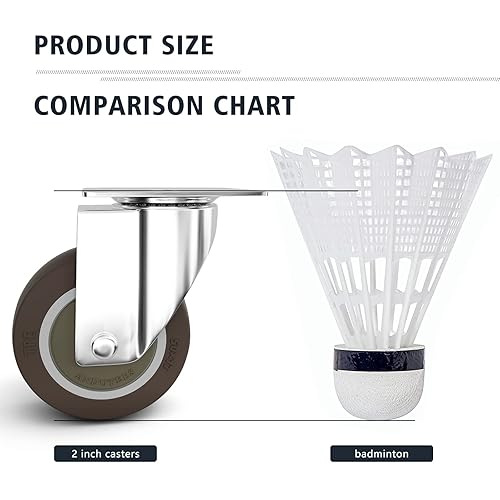 Miniatura 6 de Juego de 4 ruedas giratorias de 2 pulgadas, ruedas para carros, ruedas de muebles, ruedas de goma sin ruido, ruedas giratorias pequeñas de placa,