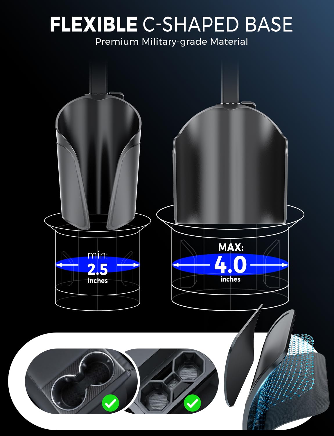 eSamcore Tablet-Halterung für das Auto, [ungehinderter Getränkehalter] für iPad-Halterung mit flexibler hohler Halterung, um 360 Grad drehbare, tiefe Klemme, kompatibel mit 15,2 cm - 27,9 cm (6 - 11