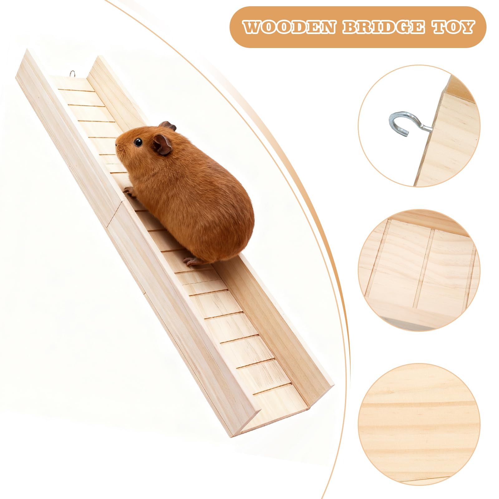 Meerschweinchenrampe aus Holz für Käfig Hamsterleiter Spielzeug Brückenkäfig Zubehör für Meerschweinchen, Hamster, Ratten, Chinchillas, Eichhörnchen