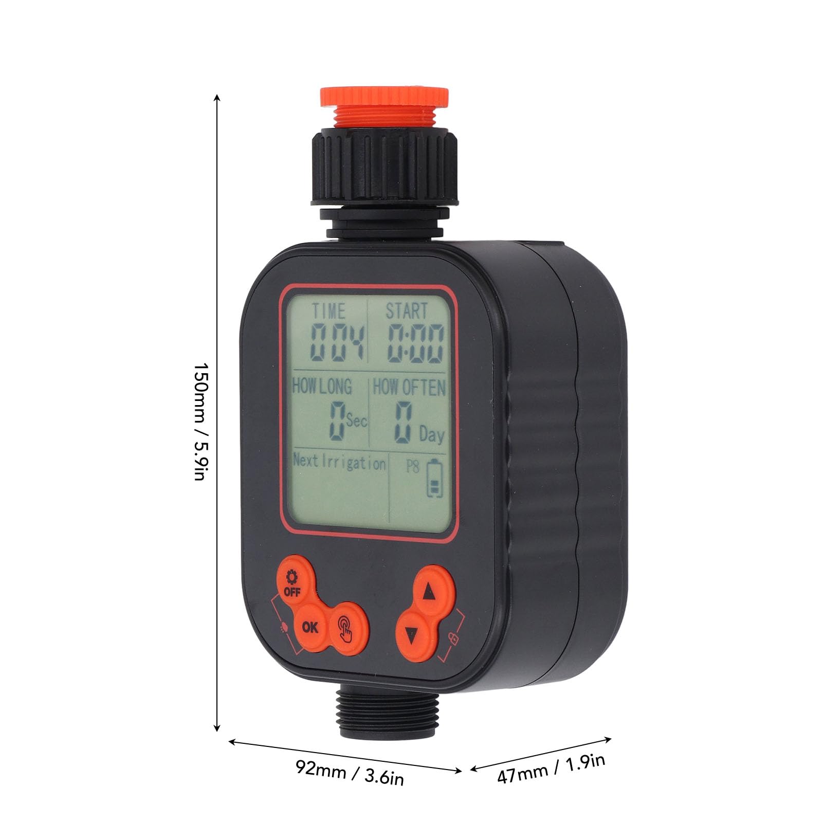 generic Programmatore di Irrigazione Digitale Intelligente con Sensore Pioggia e Display LCD, Controller di Irrigazione Automatico a 8 Programmi per Rubinetto da Giardino, Filettatura