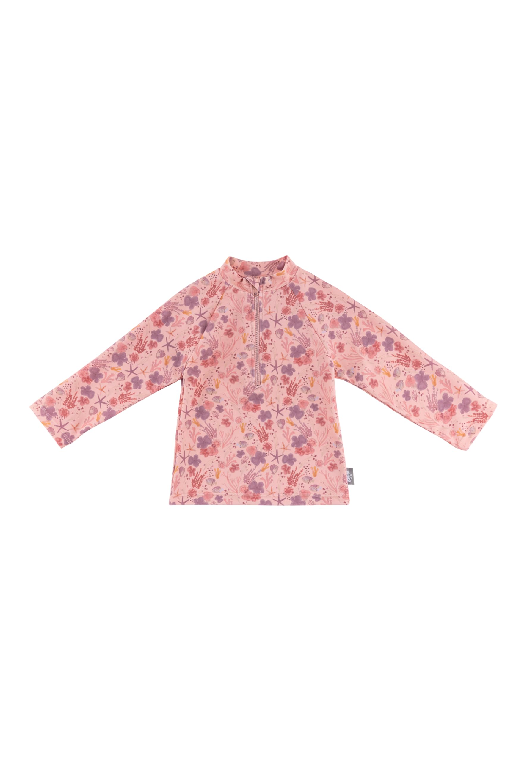 Sterntaler Badeshirt Langarm Corale Print - UV-Schutz 50+ Schwimmshirt mit Stehkragen - Mädchen UV Shirt mit Frontreißverschluss und Kinnschutz - Baby Badebekleidung