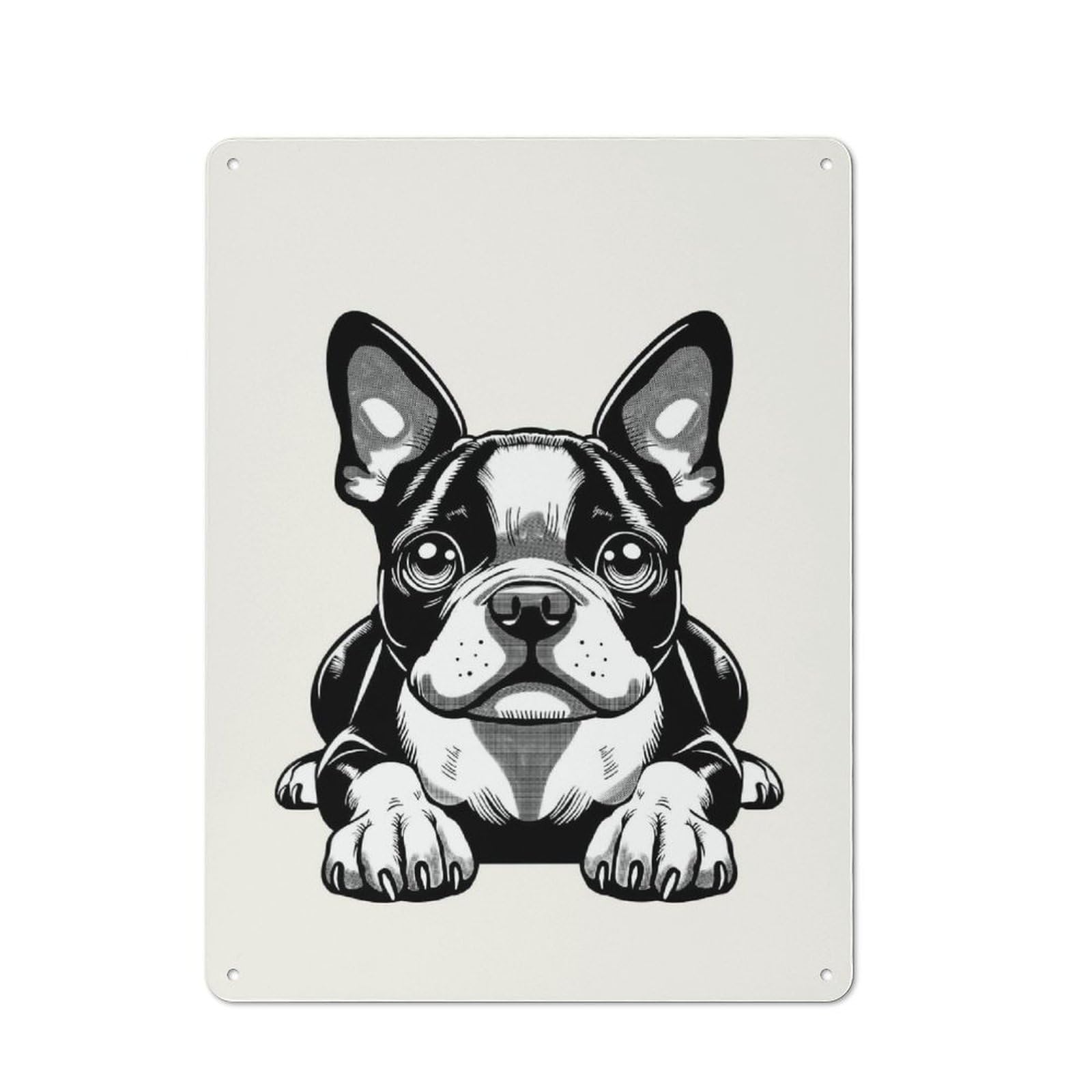 Junmoney Style-21 Boston Terrier(2) Vintage Metal Wall Sign 40X30cm For Kitchen Or Home Bar, For Garage, Workshop And Man Cave Decoration