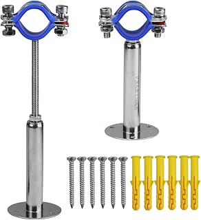 WYSIYWYKA 2-Pack 304 Stainless Steel Adjustable Pipe Straps, Wall Ceiling Mount Clamps for 15-19mm Pipes, 100-200mm Height