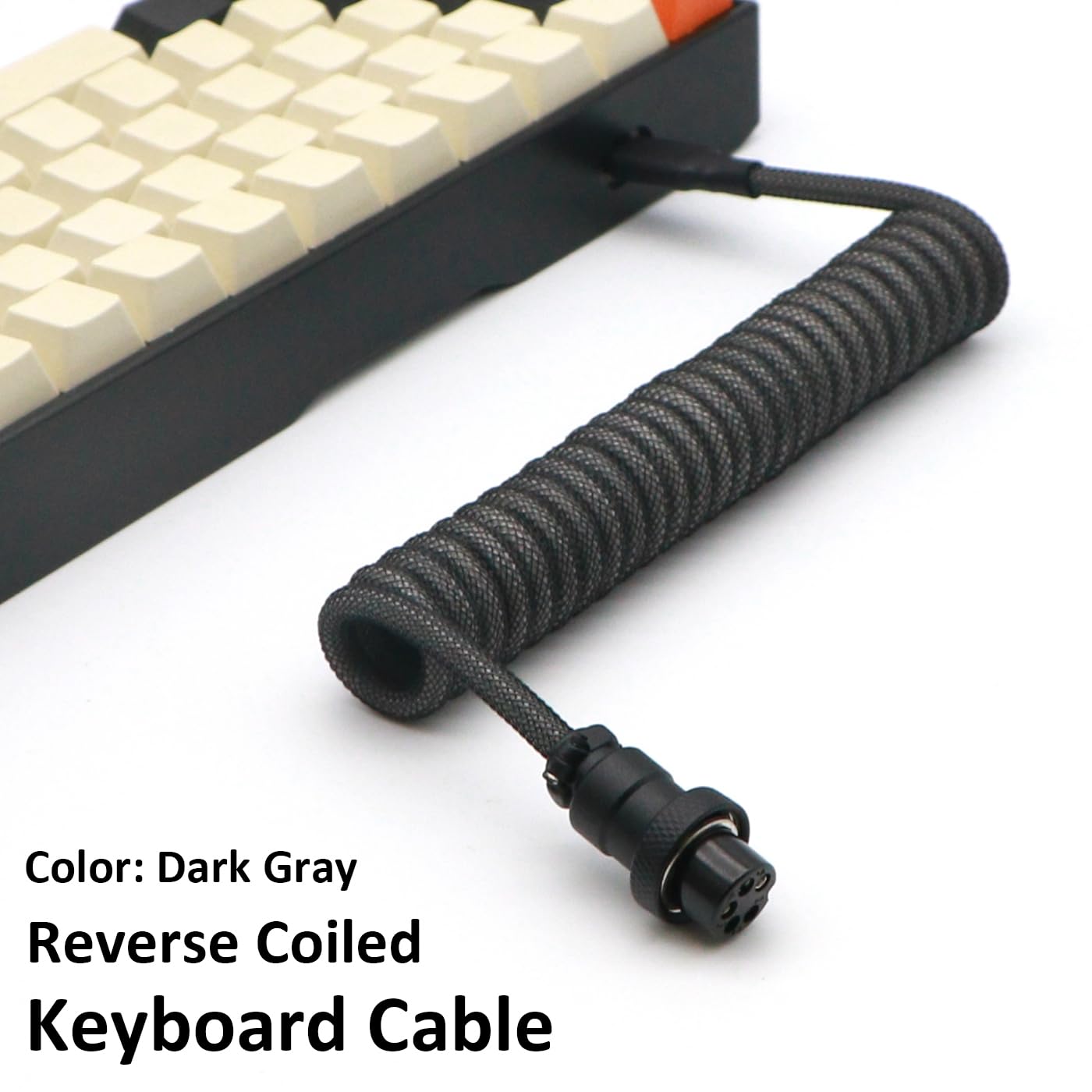 Pro Coiled Keyboard Cable, Double-Sleeved Mechanical Keyboard Cable with 5Pin GX16 Aviator, 1.2m USB A to USB Type C (Dark Gray)