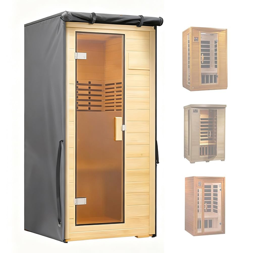 Outdoor-Sauna-Abdeckung – robuste, wasserdichte Abdeckung für Infrarot-Sauna, reduziert Wärmeaufnahme und UV-Schutz, mit Zwei-Wege-Reißverschluss