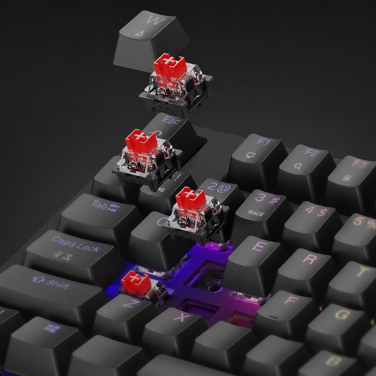 Genesis Thor 230 TKL Klawiatura Mechaniczna Hot-Swap RGB, z niemieckim układem QWERTZ, N-Key Rollover, Double Injection Keycaps, USB, Kompaktowa Gamingowa Klawiatura TKL do PC, Czarna,