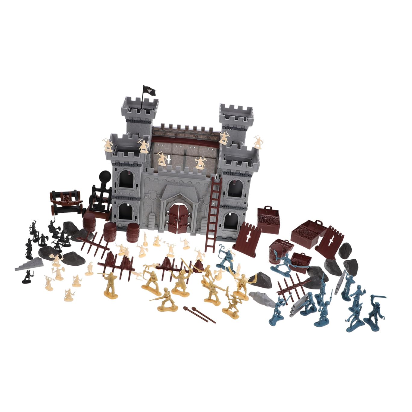 Toyvian Set Castello Pirata da Assemblare DIY 310 Pezzi in Plastica | Soldatini, Borsa Inclusa, Stile Pirata, per Gioco Educativo e Decorativo