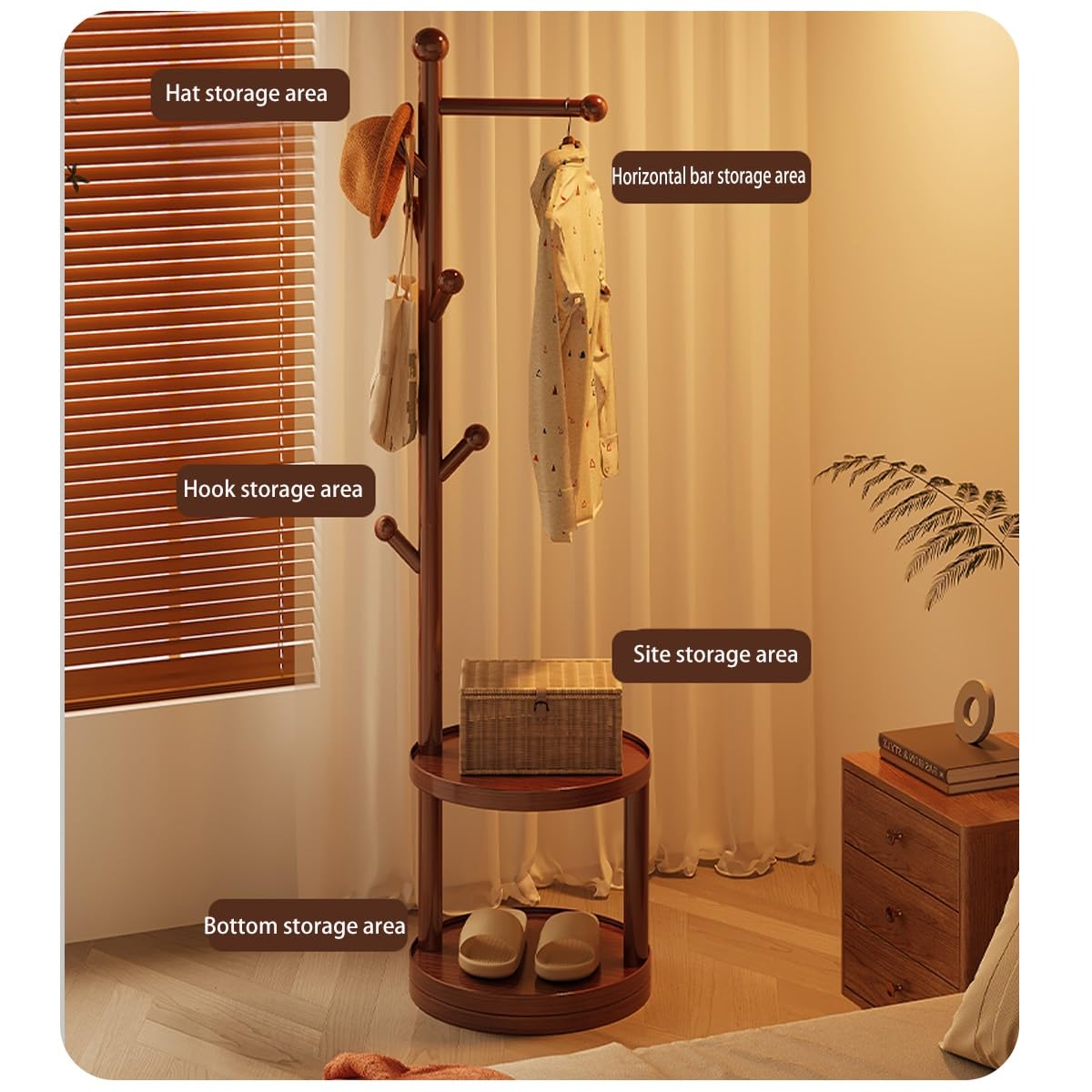 Free Standing hall tree,entryway coat rack with storage,multifunctional Organizer,Steel Frame,Space Saving,for Coats, Hats, Handbags and Scarves(72.8 * 15.7in)