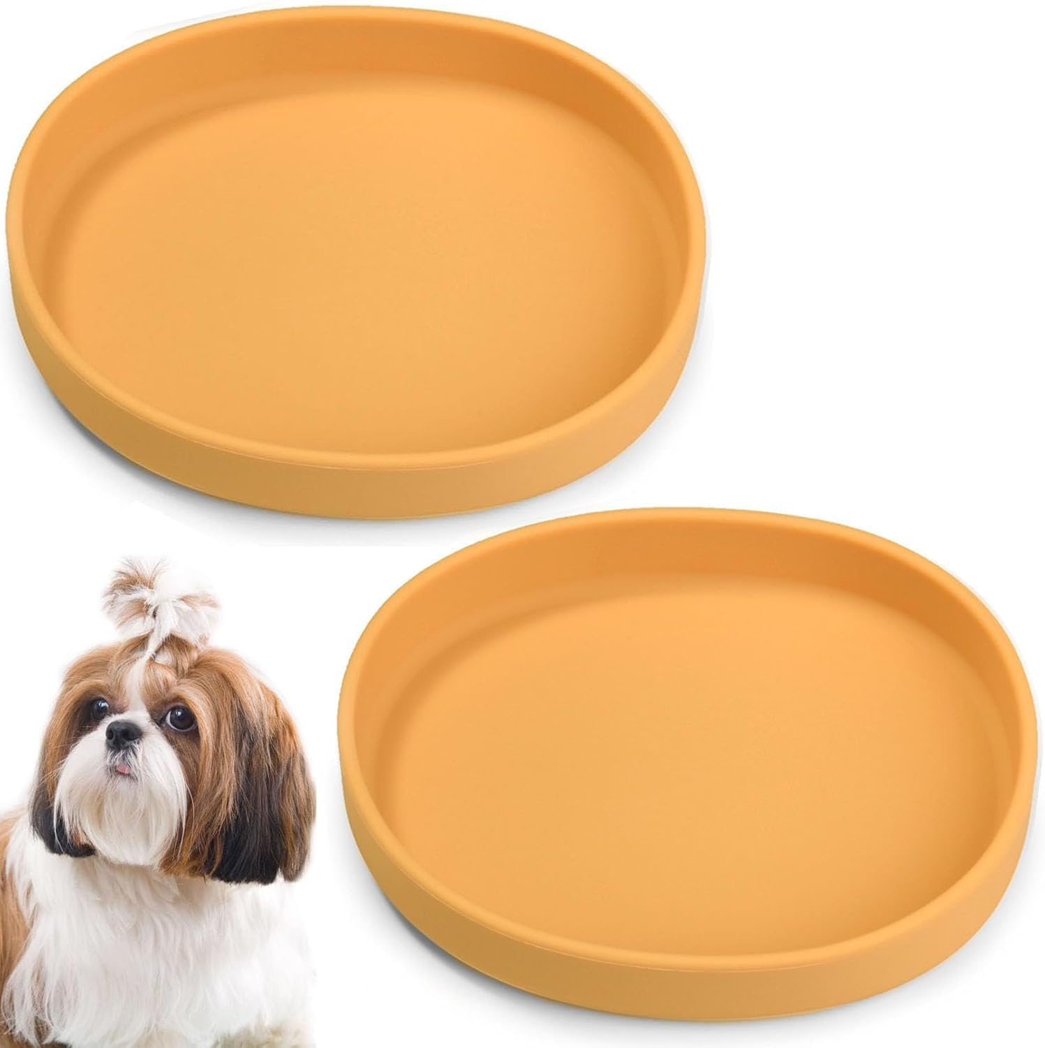 BNOSDM Katzennapf aus Silikon, rutschfest, für Trockenfutter und Nassfutter, flache Entlastung, Schnurrhaar, Müdigkeit, Haustiernäpfe, Teller-Set für Kätzchen, kleine Katzen und Hunde, 2 Stück