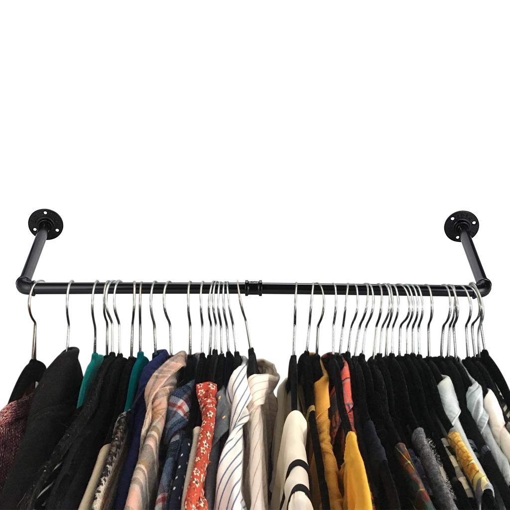 SUMNACON Industrial Clothes Hanging Bar, Wall Mounted Industrial Pipe